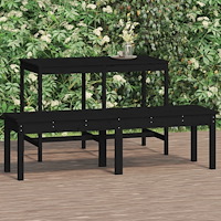 vidaXL Trädgårdsbänk 2-sits svart 159,5x44x45 cm massiv furu