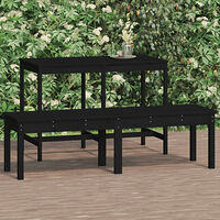 vidaXL Trädgårdsbänk 2-sits svart 159,5x44x45 cm massiv furu