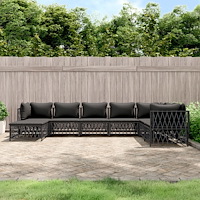 vidaXL Loungegrupp 8 delar med dynor antracit steel