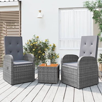 vidaXL Loungegrupp för trädgården 3 delar grå konstrotting&akacia