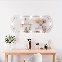 vidaXL Väggspegel med LED-belysning 25x60 cm glas oval