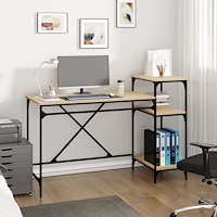 vidaXL Skrivbord med hyllor sonoma-ek 135x50x90cm konstruerat trä&järn