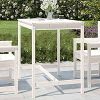 vidaXL Trädgårdsbord vit 121x82,5x110 cm massiv furu