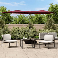 vidaXL Trädgårdsparasoll dubbelt vinröd 316x145 cm