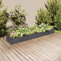 vidaXL Odlingslåda med foder grå 240x45x25 cm massivt granträ