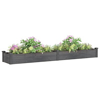 vidaXL Odlingslåda med foder grå 240x45x25 cm massivt granträ