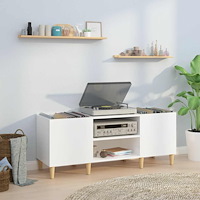 vidaXL Stereobänk vit högglans 121x38x48 cm konstruerat trä