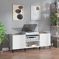 vidaXL Stereobänk vit 121x38x48 cm konstruerat trä