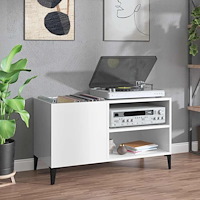 vidaXL Stereobänk vit högglans 84,5x38x48 cm konstruerat trä