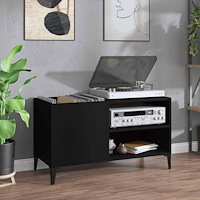 vidaXL Stereobänk svart 84x38x48 cm konstruerat trä