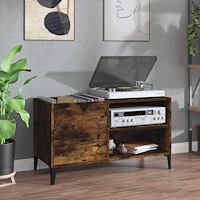 vidaXL Stereobänk rökfärgad ek 84,5x38x48 cm konstruerat trä