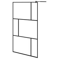 vidaXL Duschvägg med hylla svart 115x195 cm ESG-glas&aluminium