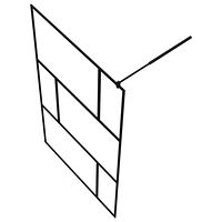 vidaXL Duschvägg med hylla svart 115x195 cm ESG-glas&aluminium