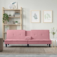 vidaXL Bäddsoffa med mugghållare rosa sammet
