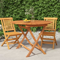 vidaXL Hopfällbart trädgårdsbord Ø 85x75 cm massiv teak