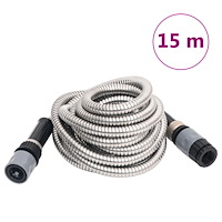 vidaXL Slang med sprutmunstycke silver 0,6" 15 m rostfritt stål