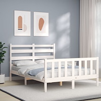 vidaXL Sängram utan madrass vit 140x190 cm massiv furu