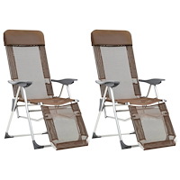 vidaXL Campingstolar hopfällbara 2 st med fotstöd textilen brun