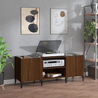 vidaXL Stereobänk brun ek 121x38x48 cm konstruerat trä