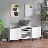 vidaXL Stereobänk vit högglans 121x38x48 cm konstruerat trä