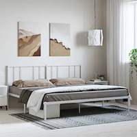 vidaXL Sängram med huvudgavel metall vit 183x213 cm