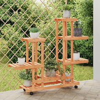vidaXL Växtställ med hjul 95x25x101 cm massiv furu