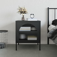 vidaXL Sängbord svart 50x35x60 cm glas och stål