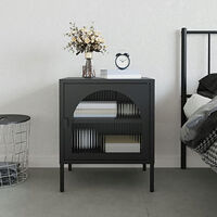 vidaXL Sängbord svart 50x35x60 cm glas och stål