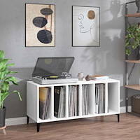 vidaXL Stereobänk vit 100x38x48 cm konstruerat trä
