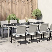 vidaXL Trädgårdsbord vit 250x100x75 cm konstrotting och härdat glas