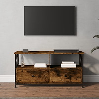vidaXL Tv-bänk rökfärgad ek 90x33x45 cm konstruerat trä & järn