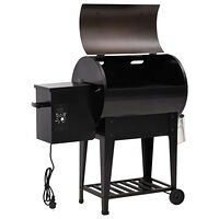 vidaXL Pelletsgrill med hylla svart 94 cm järn