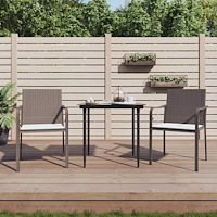 vidaXL Trädgårdsstolar 2 st med dynor brun 56x59x84 cm konstrotting