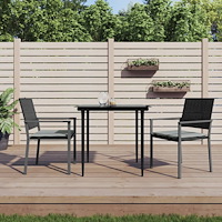 vidaXL Trädgårdsstolar 2 st med dynor svart 54x62,5x89 cm konstrotting