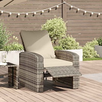 vidaXL Reclinerstol for trädgården med dynor ljusbrun konstrotting