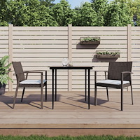 vidaXL Trädgårdsstolar 2 st med dynor brun 56,5x57x83 cm konstrotting