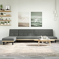 vidaXL L-formad soffa mörkgrå 255x140x70 cm tyg