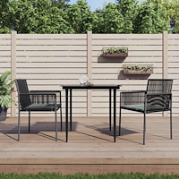 vidaXL Trädgårdsstolar 2 st med dynor svart 54x60,5x83,5 cm konstr.