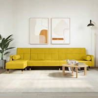 vidaXL L-formad bäddsoffa gul 271x140x70 cm sammet