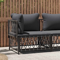 vidaXL Hörnsoffa med dynor antracit vävt tyg