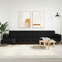 vidaXL L-formad bäddsoffa svart 275x140x70 cm sammet