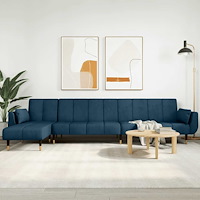vidaXL L-formad bäddsoffa blå 275x140x70 cm sammet