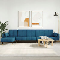 vidaXL L-formad bäddsoffa blå 275x140x70 cm sammet