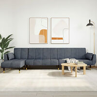 vidaXL L-formad bäddsoffa mörkgrå 275x140x70 cm sammet