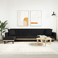 vidaXL L-formad bäddsoffa svart 275x140x70 cm tyg