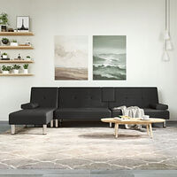 vidaXL L-formad bäddsoffa svart 255x140x70 cm konstläder