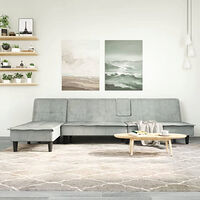 vidaXL L-formad bäddsoffa ljusgrå 255x140x70 cm sammet