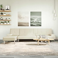 vidaXL L-formad bäddsoffa gräddvit 255x140x70 cm konstläder