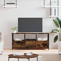 vidaXL Tv-bänk rökfärgad ek 102x33x45 cm konstruerat trä & järn