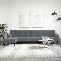 vidaXL L-formad bäddsoffa mörkgrå 260x140x70 cm sammet